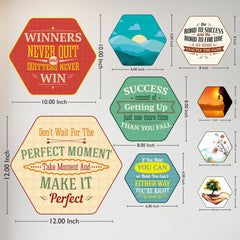 TodFod Motivational Hexagon Wall Hanging Decor Set | Inspiring Quote MDF Wood Plaques for Home & Office