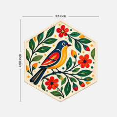 Todfod Hexagon Mandala MDF Coasters Set of 6 | 4 Inch Decorative Geometric Tea Cup and Coffee Mug Coasters | Colourful Printed Table Coasters for Home and Office