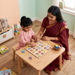Todfod Hindi Alphabet Wooden  Puzzle Board for Kids | Ka se Gya Varnamala Letter Matching Educational Toy | Montessori Wooden Learning Puzzle for Toddlers 2+ Years | Early Brain Development & Fine Motor Skills Toy
