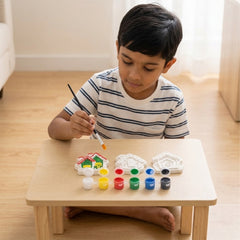 Todfod DIY House Painting Kit for Kids, Set of 3 White House Shaped Painting Figures with 6 Paint Colors and Brush, Creative Art and Craft Activity