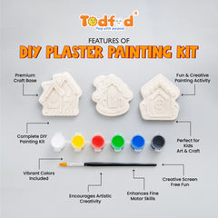Todfod DIY House Painting Kit for Kids, Set of 3 White House Shaped Painting Figures with 6 Paint Colors and Brush, Creative Art and Craft Activity