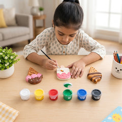 Todfod DIY Plaster Painting Kit for Kids, Ice Cream Shapes Art and Craft Set with 3 Figures, 6 Paint Colours and 1 Paintbrush