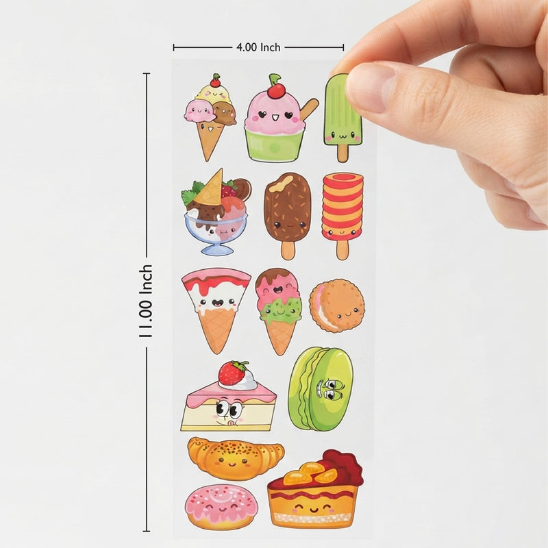 TodFod Cute Ice Cream DTF Heat Transfer Sticker Sheet | Adorable Ice Cream & Dessert Cartoon Iron-On Transfers for T-Shirts, Clothes, Bags & Fabric DIY Crafts | 11 x 4 Inch