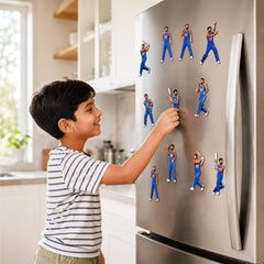 TodFod Indian Cricketers Fridge Magnet Set of 10 | 3 Inch Dream11 India Team Batting & Bowling MDF Wood Magnets
