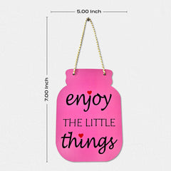 Smaran Jar Shaped Wooden Wall Hanging Sign Set | Good Vibes Only Enjoy Little Things Relax Life | 5x7 Inch Rustic Farmhouse Boho Plaque for Living Room Bedroom Home Decor