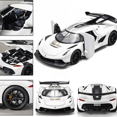 White sports car model with detailed views on a white background