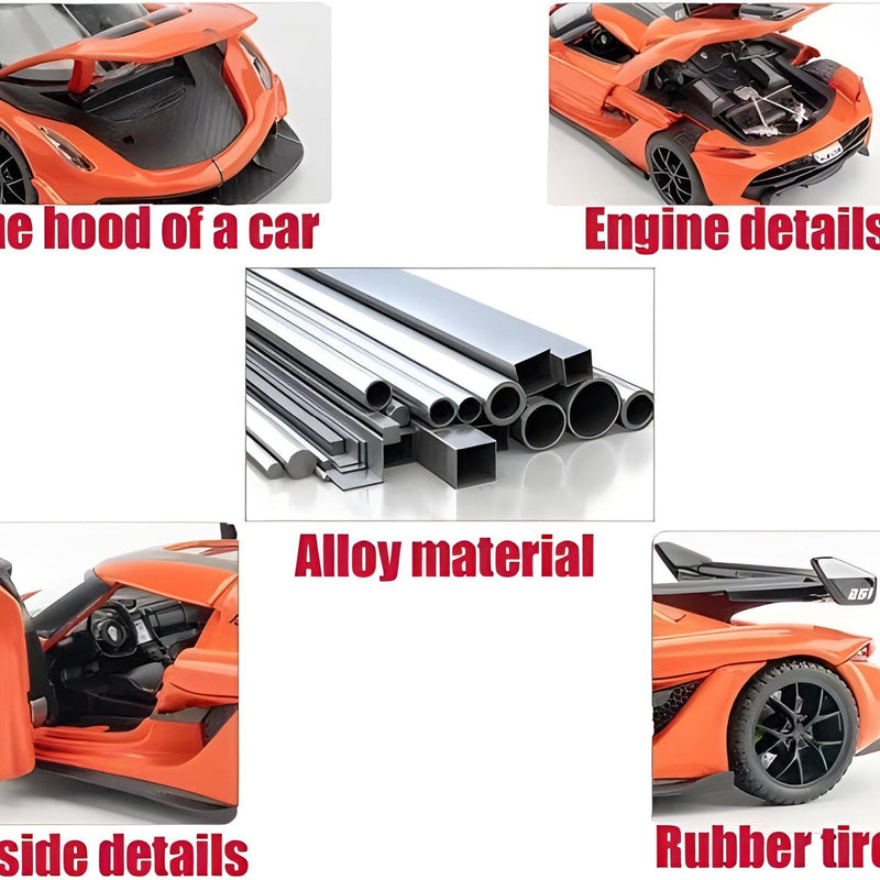 Collage of car parts with labels on a white background