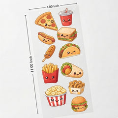 TodFod Junk Food DTF Heat Transfer Sticker Sheet | Cute Fast Food Cartoon Iron-On Transfers for T-Shirts, Clothes, Bags & Fabric DIY Crafts | 11 x 4 Inch