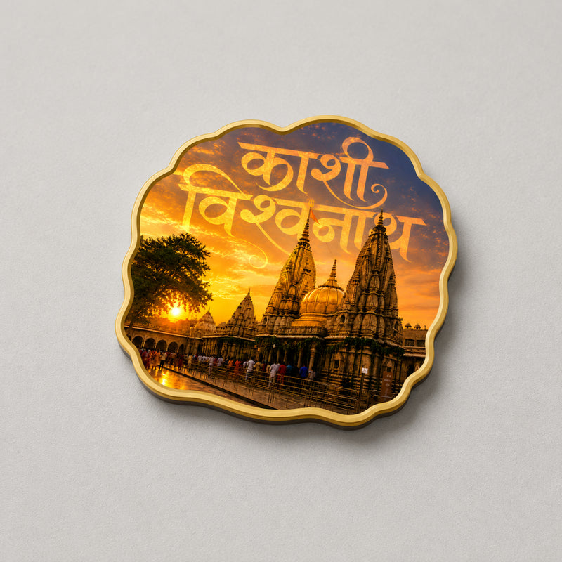 Todfod Kashi Vishwanath Fridge Magnet | Wooden Kashi Vishwanath Temple Souvenir Refrigerator Magnet | Varanasi Spiritual Travel Decorative Magnet for Kitchen, Home & Office | 3 Inch