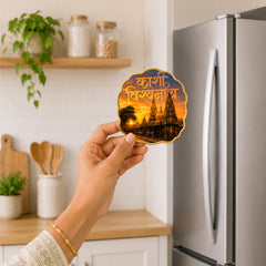 Todfod Kashi Vishwanath Fridge Magnet | Wooden Kashi Vishwanath Temple Souvenir Refrigerator Magnet | Varanasi Spiritual Travel Decorative Magnet for Kitchen, Home & Office | 3 Inch