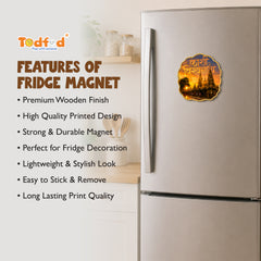 Todfod Kashi Vishwanath Fridge Magnet | Wooden Kashi Vishwanath Temple Souvenir Refrigerator Magnet | Varanasi Spiritual Travel Decorative Magnet for Kitchen, Home & Office | 3 Inch