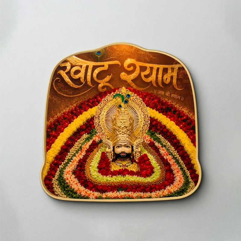 Todfod Khatu Shyam Fridge Magnet | Wooden Khatu Shyam Ji Temple Souvenir Refrigerator Magnet | Rajasthan Spiritual Decorative Magnet for Kitchen, Home & Office | 3 Inch