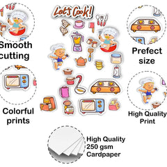Collection of colorful stickers with various designs on a white background