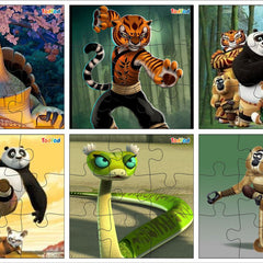 Set of Kung Fu Panda-themed puzzles featuring various characters in a grid layout.