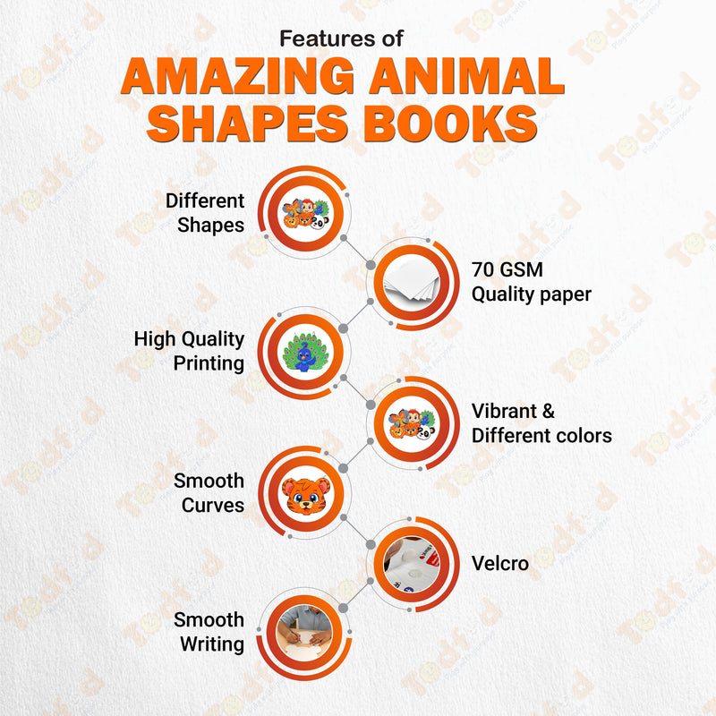 Todfod Lion Shape Writing Book for Kids | Fun Animal Shaped Handwriting Practice Workbook | Preschool Tracing & Drawing Activity Book | Early Learning Educational Book for Toddlers & Nursery Kids