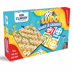 Doms Clapsjoy Ludo & Snakes and Ladders Board Game | 2-in-1 Family Game for Kids & Adults | Indoor Strategy & Fun Game with Dice and Playing Pawns | Family Game for Boys & Girls