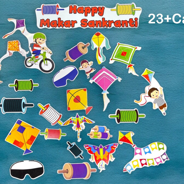 Todfod 10+ Makar Sankranti Photo Booth Props | Kites Festival Theme Cards | 250 GSM Cardstock | Perfect for Uttarayan Celebrations
