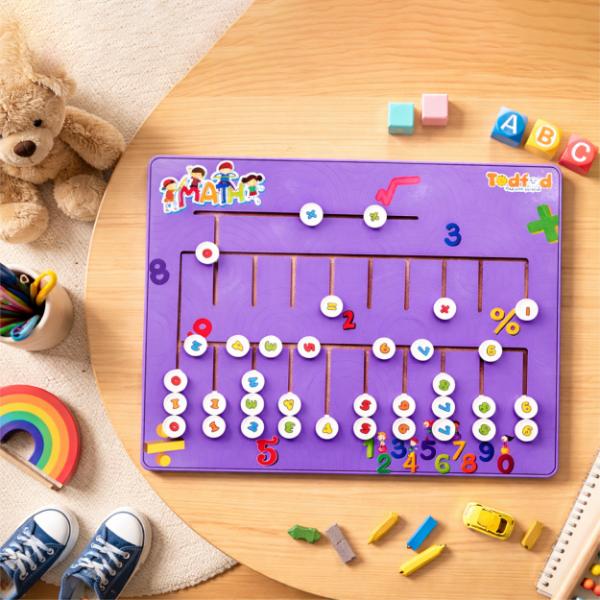 Todfod Wooden Math Maze Puzzle | Montessori Counting Board Game for Kids | Educational Number Learning Toy | 20-Piece Color Matching Puzzle for Toddlers 1+ Years