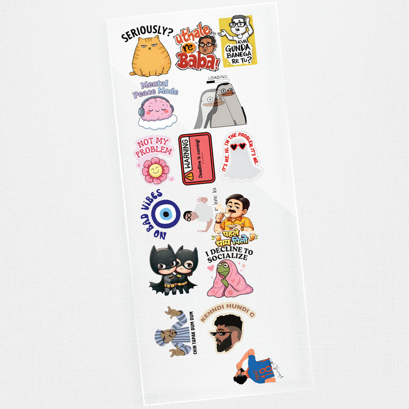 Todfod Funny Meme DTF Transfer Sticker Sheet | 4x11 Inch Premium Heat Transfer Film for T-Shirts, Hoodies, Bags & DIY Fabric Printing