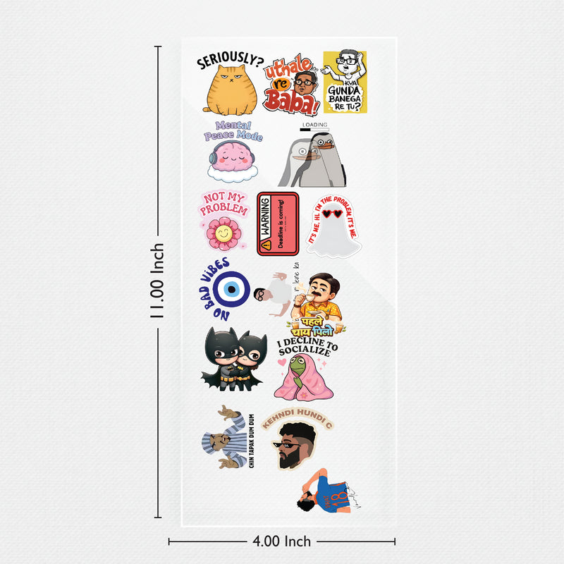 Todfod Funny Meme DTF Transfer Sticker Sheet | 4x11 Inch Premium Heat Transfer Film for T-Shirts, Hoodies, Bags & DIY Fabric Printing