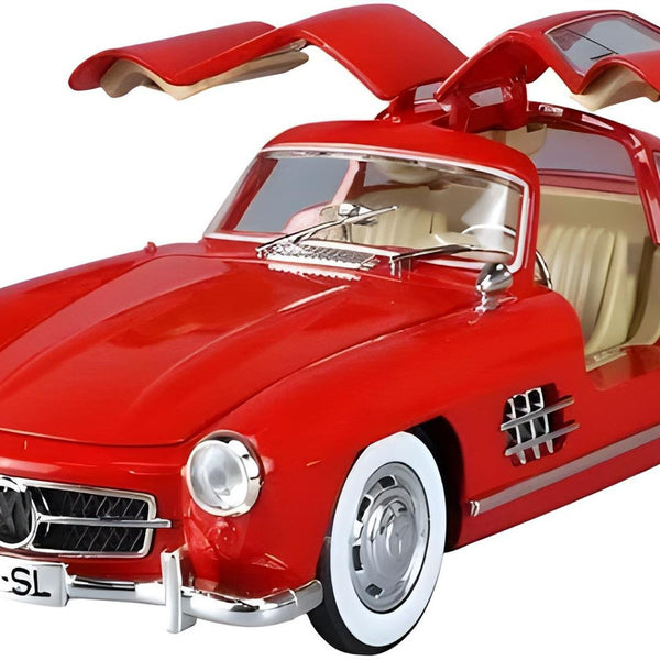 Todfod Mercedes-Benz 300 SL AMG Diecast Model Car | 1:24 Scale Red Vintage Car Toy with Opening Gullwing Doors, Sound & Light, Alloy Metal Body |Collectible Pull Back Toy Vehicle