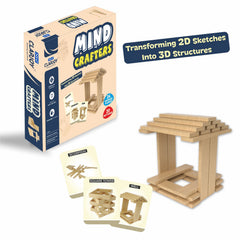 Doms Clapsjoy Mind Crafters Wooden Building Blocks for Kids | 24 Wooden Planks with 20 Patterns | 3D Construction STEM Learning Toy | Creative Building & Problem Solving Game | Kids Age 4+