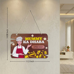 TodFod Mummy Ka Dhaba Fridge Magnet & Wall Hanging Sign | 14x11.5 Inch Chef & Kitchen MDF Wood Decor