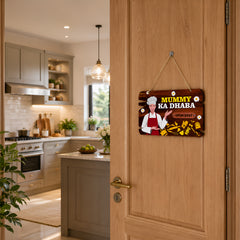 TodFod Mummy Ka Dhaba Fridge Magnet & Wall Hanging Sign | 14x11.5 Inch Chef & Kitchen MDF Wood Decor