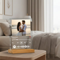 Smaran Personalized Spotify Music Frame | Custom Song Plaque with Photo | 6x8 Inch Acrylic Wooden Base Display for Couple Birthday Anniversary & Gift