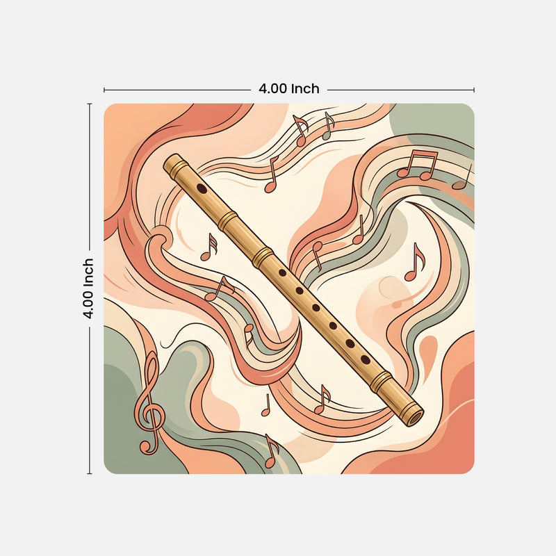 Todfod Music Melody Wooden Coasters Set of 6 – Musical Instrument Printed Square Tea & Coffee Mug Coasters for Home & Office