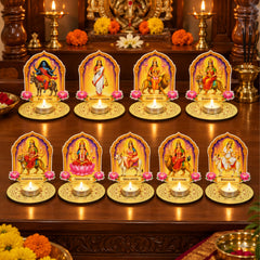 Todfod Navdurga Tea Light Holder Set of 9 – 9 Devi Wooden MDF Diya Candle Holders for Navratri & Durga Puja Decor