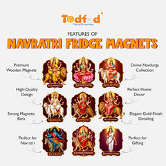 Todfod Navdurga Fridge Magnet Set of 9 – 9 Devi Navratri Wooden MDF Magnets for Fridge, Kitchen & Home Temple