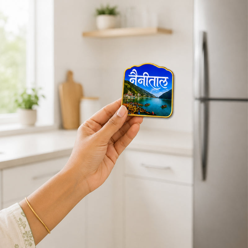 Todfod Nainital Fridge Magnet | Wooden Nainital Lake Souvenir Refrigerator Magnet | Uttarakhand Hill Station Travel Decorative Magnet for Kitchen, Home & Office | 3 Inch