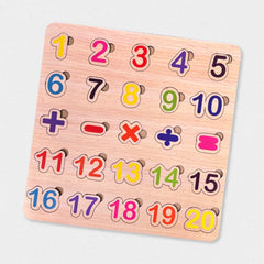 Todfod Numbers Wooden Math Puzzle Board for Kids | 1-20 Counting & Math Symbol Matching Educational Toy | Montessori Wooden Learning Puzzle for Toddlers 2+ Years | Early Brain Development & Fine Motor Skills Toy