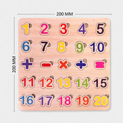 Todfod Numbers Wooden Math Puzzle Board for Kids | 1-20 Counting & Math Symbol Matching Educational Toy | Montessori Wooden Learning Puzzle for Toddlers 2+ Years | Early Brain Development & Fine Motor Skills Toy