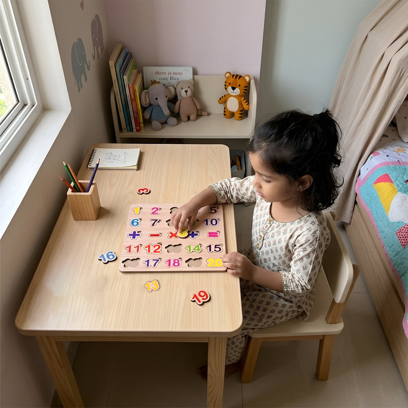 Todfod Numbers Wooden Math Puzzle Board for Kids | 1-20 Counting & Math Symbol Matching Educational Toy | Montessori Wooden Learning Puzzle for Toddlers 2+ Years | Early Brain Development & Fine Motor Skills Toy