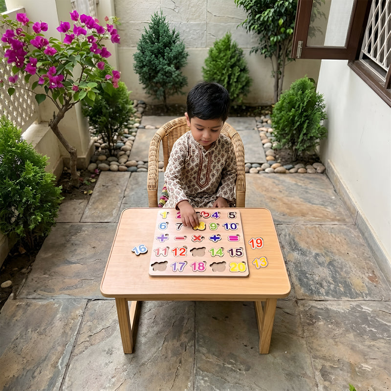 Todfod Numbers Wooden Math Puzzle Board for Kids | 1-20 Counting & Math Symbol Matching Educational Toy | Montessori Wooden Learning Puzzle for Toddlers 2+ Years | Early Brain Development & Fine Motor Skills Toy