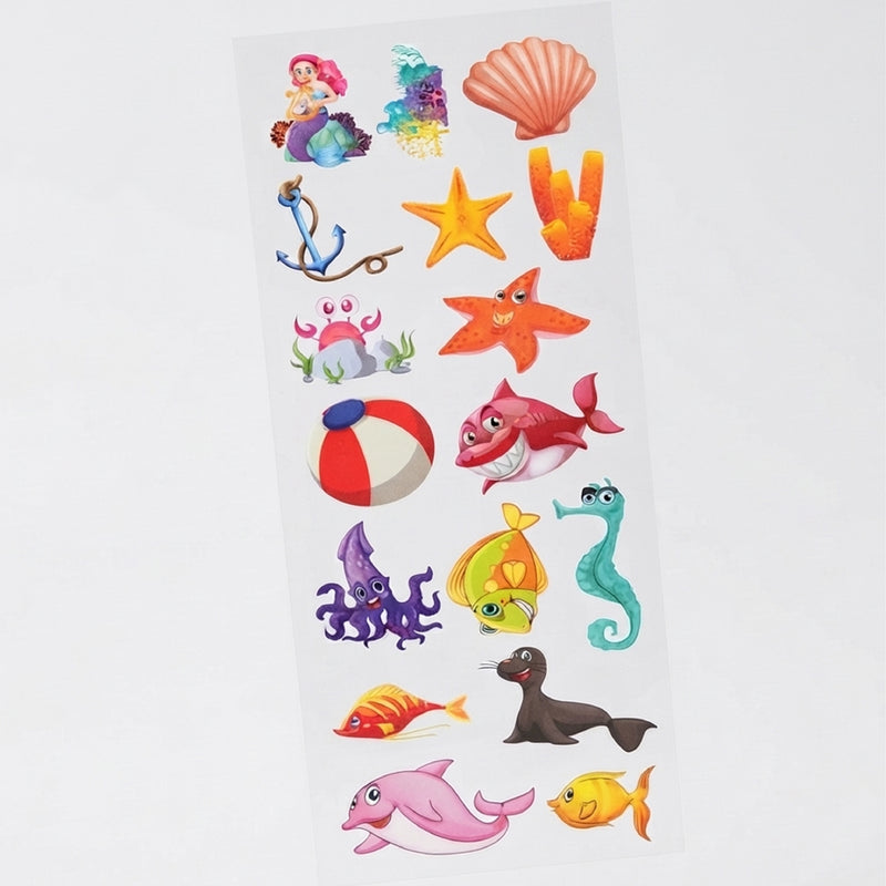 TodFod Ocean DTF Heat Transfer Sticker Sheet | Cute Sea Life & Underwater Cartoon Iron-On Transfers for T-Shirts, Clothes, Bags & Fabric DIY Crafts | 11 x 4 Inch