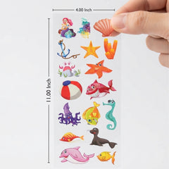 TodFod Ocean DTF Heat Transfer Sticker Sheet | Cute Sea Life & Underwater Cartoon Iron-On Transfers for T-Shirts, Clothes, Bags & Fabric DIY Crafts | 11 x 4 Inch