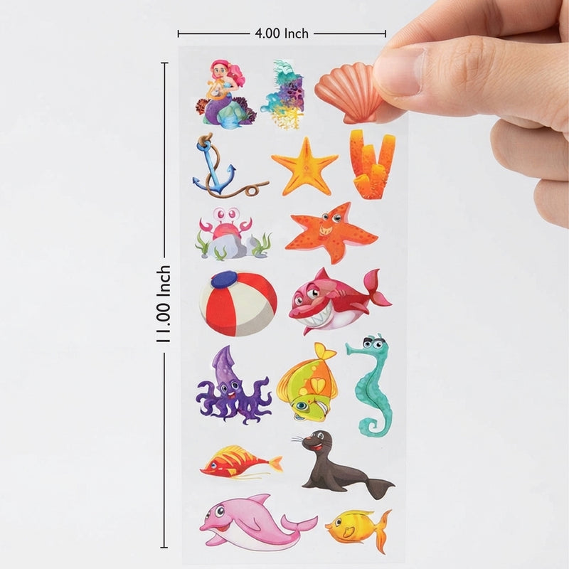 TodFod Ocean DTF Heat Transfer Sticker Sheet | Cute Sea Life & Underwater Cartoon Iron-On Transfers for T-Shirts, Clothes, Bags & Fabric DIY Crafts | 11 x 4 Inch