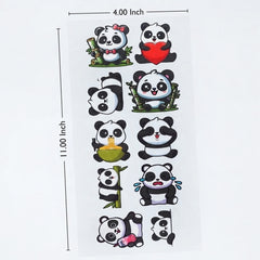 TodFod Panda DTF Heat Transfer Sticker Sheet | Cute Panda Cartoon Iron-On Transfers for T-Shirts, Hoodies, Bags & Fabric DIY Crafts | 11 x 4 Inch