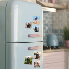 Smaran Personalized Couple Travel Fridge Magnet | Custom Photo Caricature Refrigerator Decor | Romantic Beach Mountain Tea Garden Scene | Anniversary Valentine Gift for Him Her