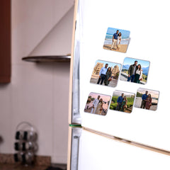 Smaran Personalized Couple Travel Fridge Magnet | Custom Photo Caricature Refrigerator Decor | Romantic Beach Mountain Tea Garden Scene | Anniversary Valentine Gift for Him Her