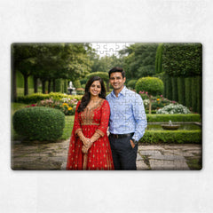 Smaran Personalized Couple Jigsaw Puzzle | Custom Photo Garden Fountain Scene | 18x12 Inch Wooden Puzzle | Romantic Anniversary Valentine Gift & Family Fun Activity