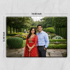 Smaran Personalized Couple Jigsaw Puzzle | Custom Photo Garden Fountain Scene | 18x12 Inch Wooden Puzzle | Romantic Anniversary Valentine Gift & Family Fun Activity