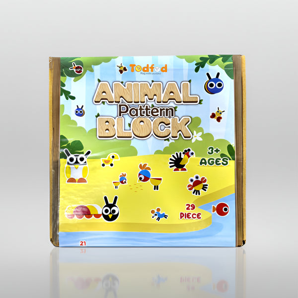 Todfod Wooden Animal Puzzle with 21 Activity Cards | Montessori Learning Toy for Kids 3+ | Educational Tangram Pattern Blocks - Made in India, BIS Certified