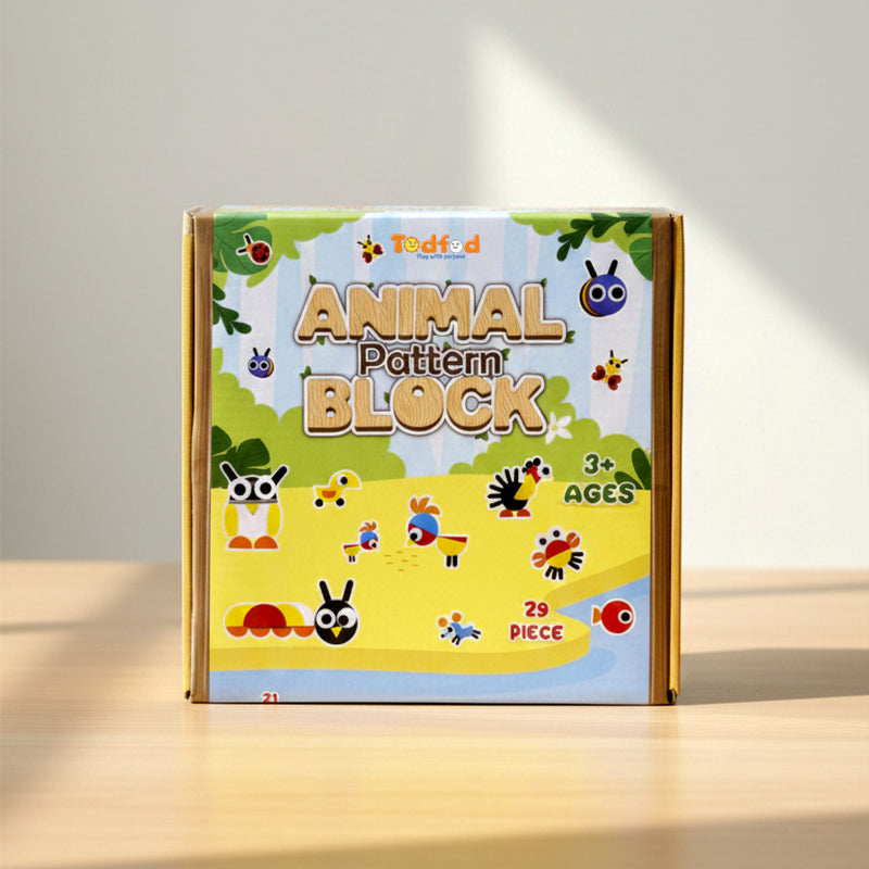 Todfod Wooden Animal Puzzle with 21 Activity Cards | Montessori Learning Toy for Kids 3+ | Educational Tangram Pattern Blocks - Made in India, BIS Certified