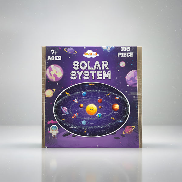 Todfod Outer Space Solar System 105-Piece Jigsaw Puzzle for Kids – Educational Floor Puzzle with Flashcards
