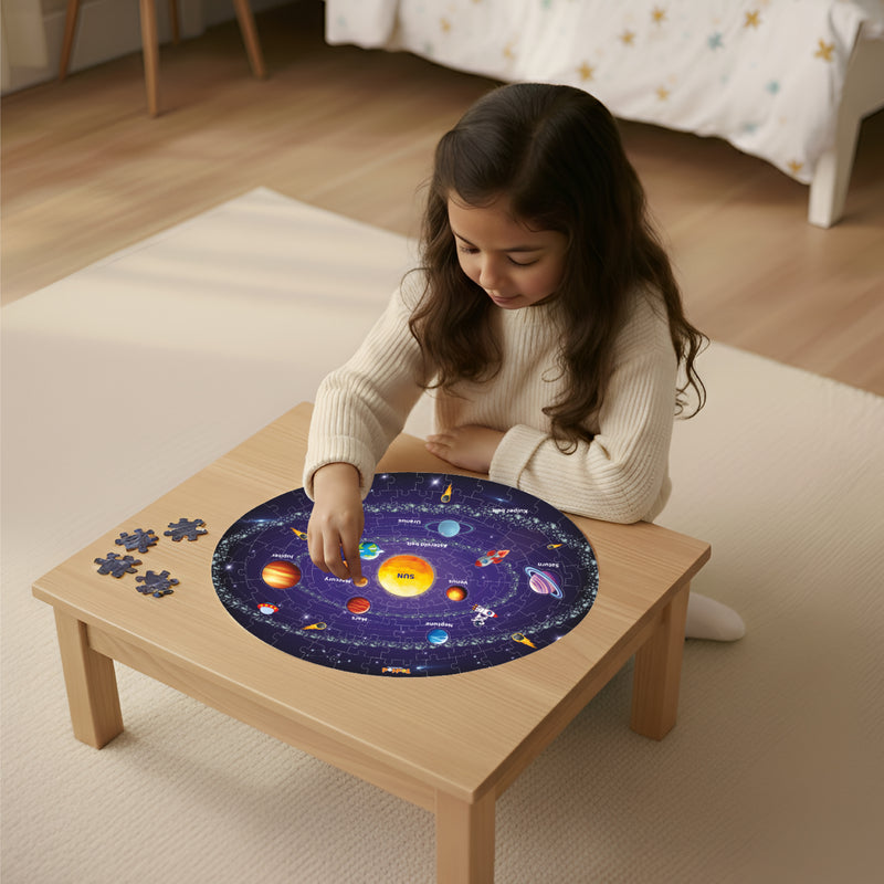 Todfod Outer Space Solar System 105-Piece Jigsaw Puzzle for Kids – Educational Floor Puzzle with Flashcards