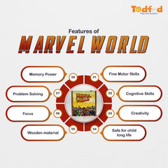Todfod Wooden Marvel Avengers 160-Piece Panorama Jigsaw Puzzle for Kids – Educational Superhero Puzzle Toy